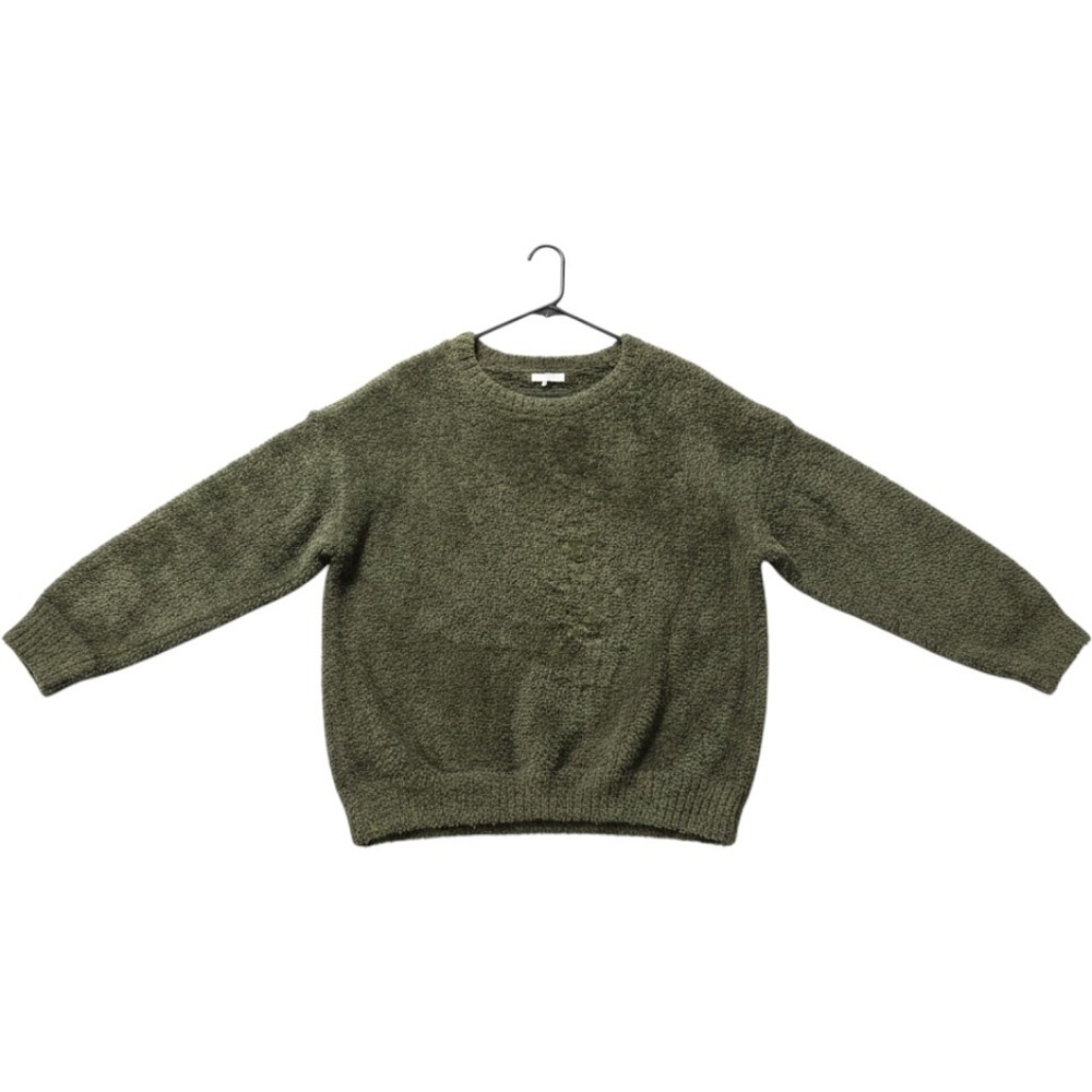 LA Hearts Women Olive Green Fuzzy Eyelash Knit Crewneck Sweater Size M